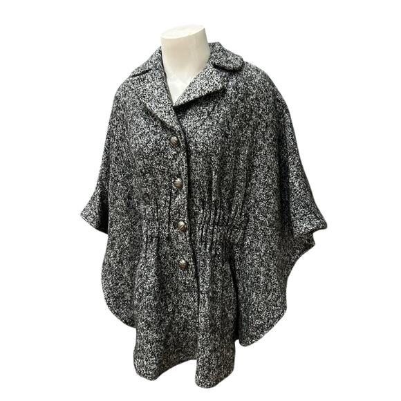 Steve Madden Tweed Cape Coat Poncho Black and Gray Jacket / Women’s Large - - Picture 4 of 4